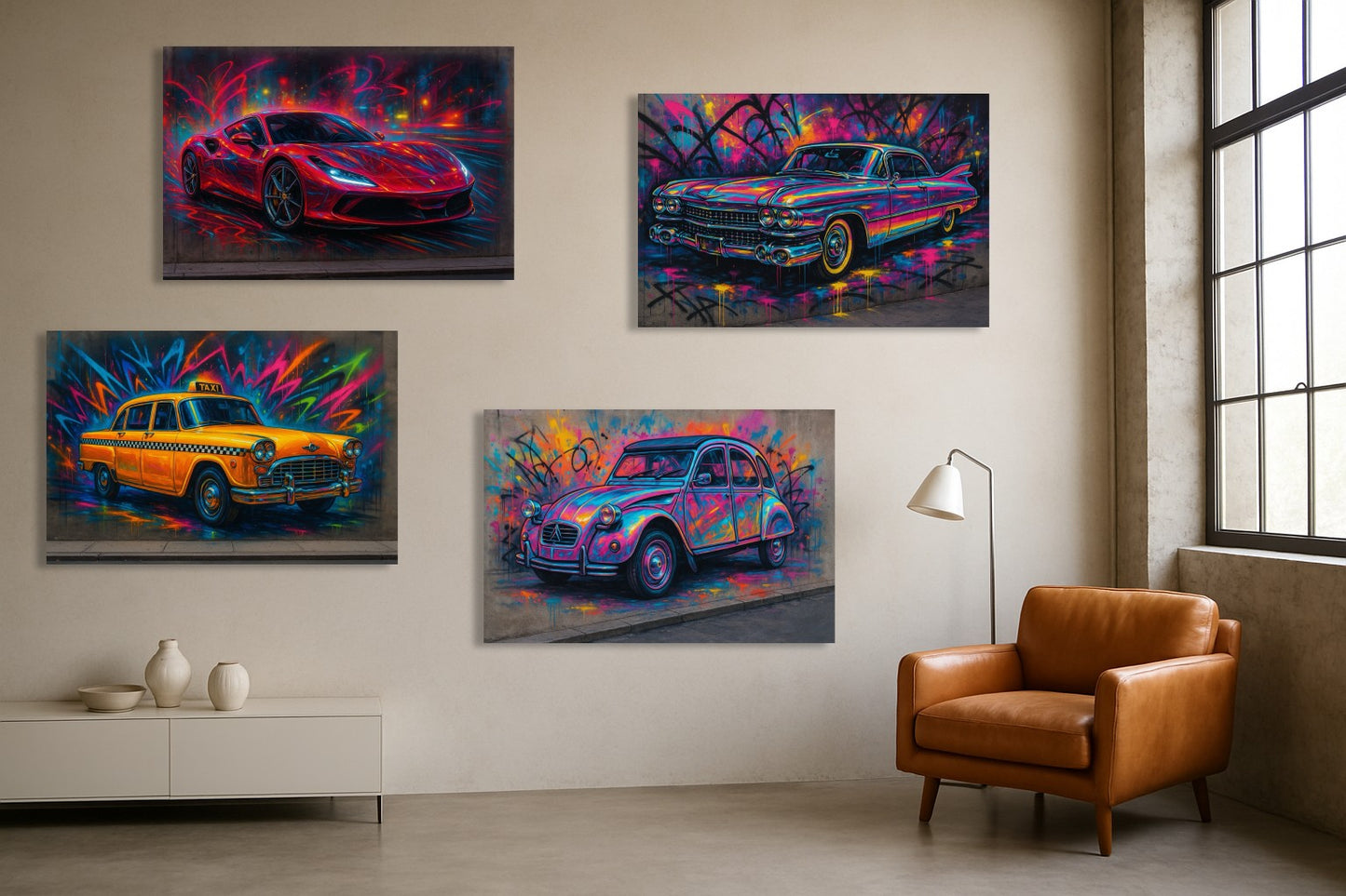 Neon Checker Cab — Urban Machines