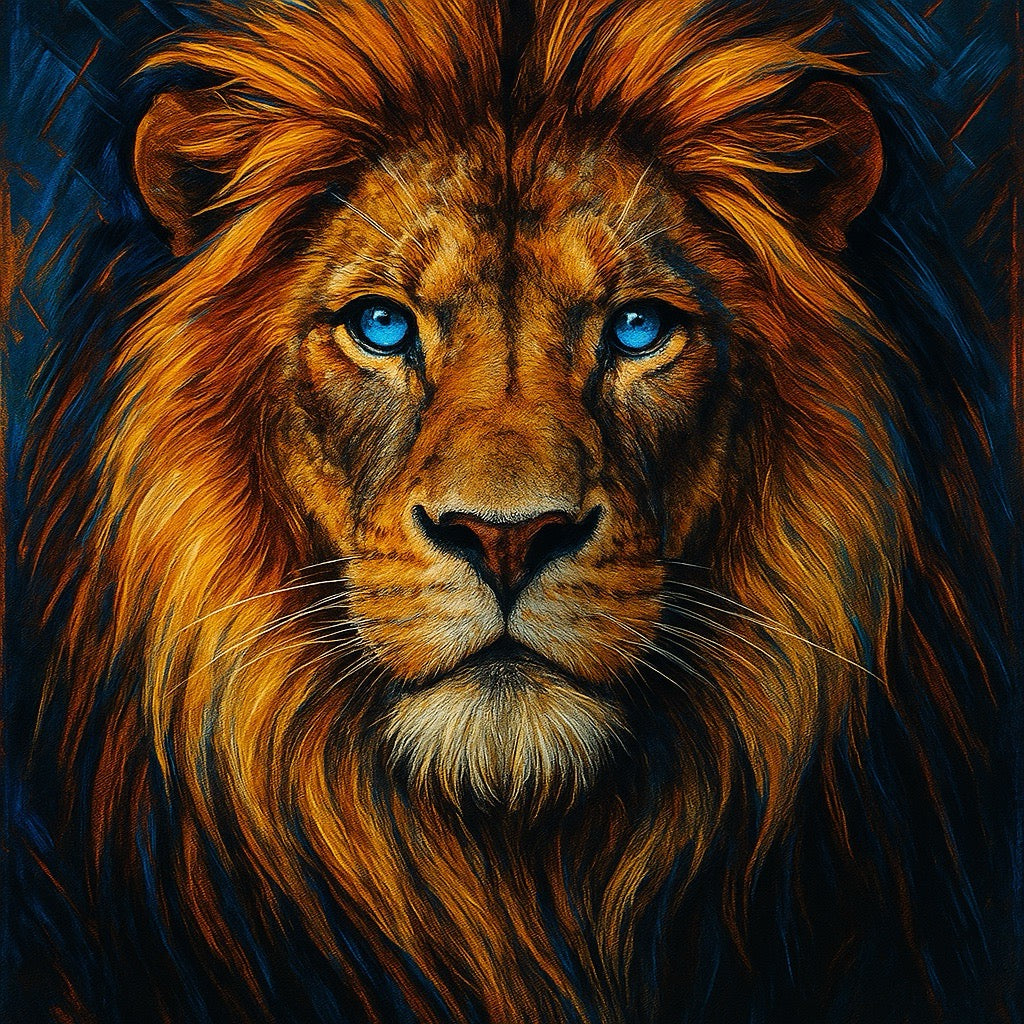 Lion royal aux yeux azur