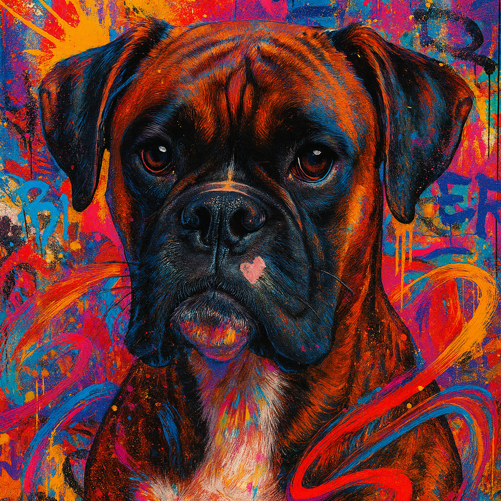 Boxer — Fresque Street Art — Portrait sur-mesure