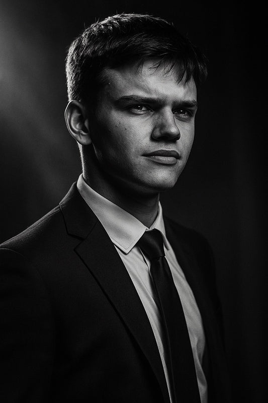 Portrait de dirigeant — Noir & blanc