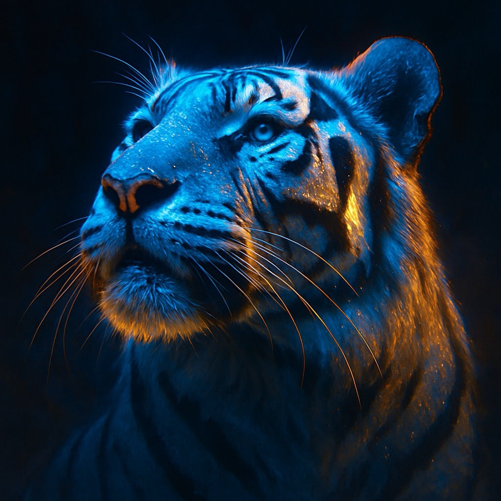 Éclat nocturne — Tigre blanc luminescent