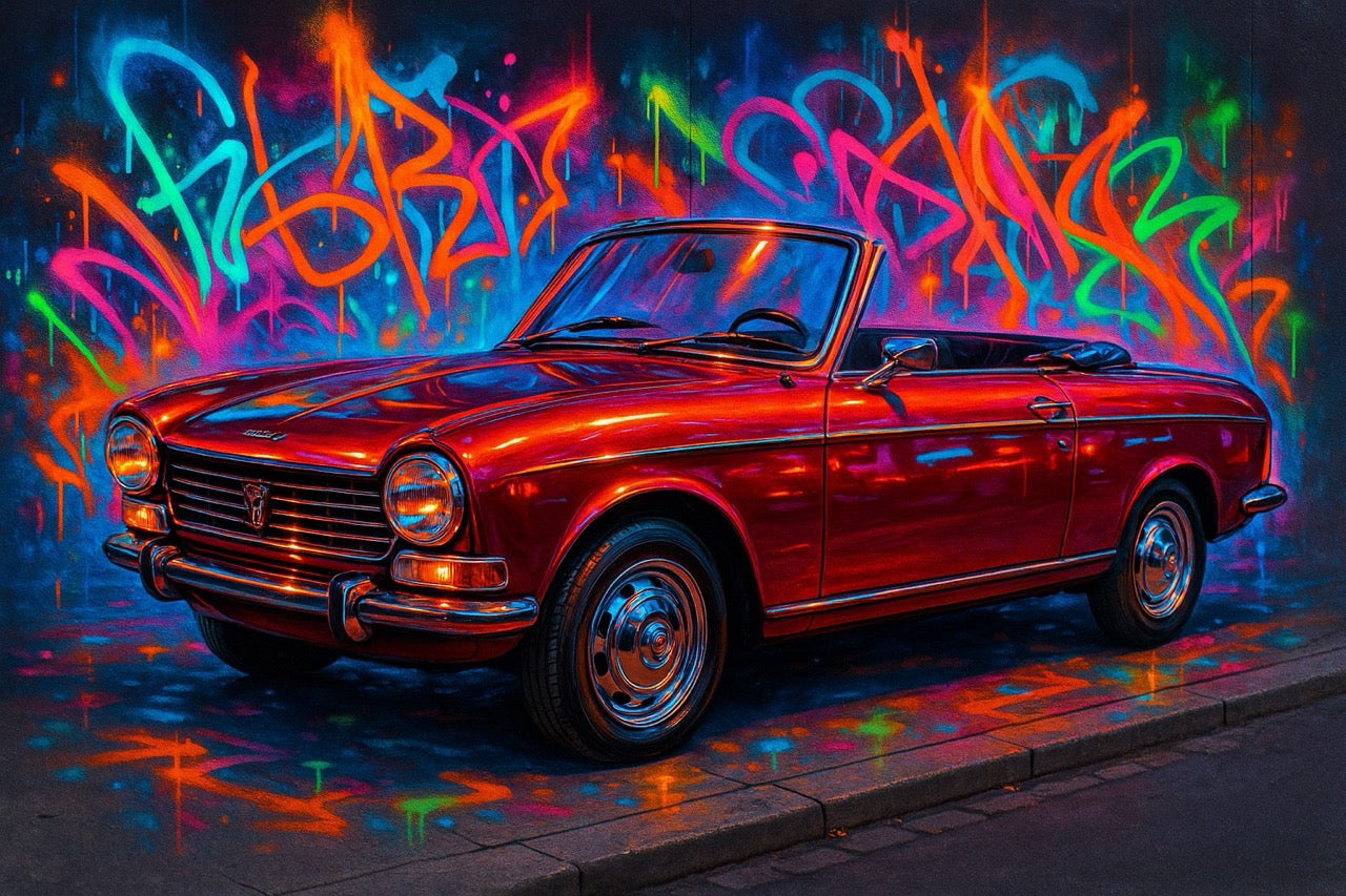 Cabriolet Peugeot 104 — Street art